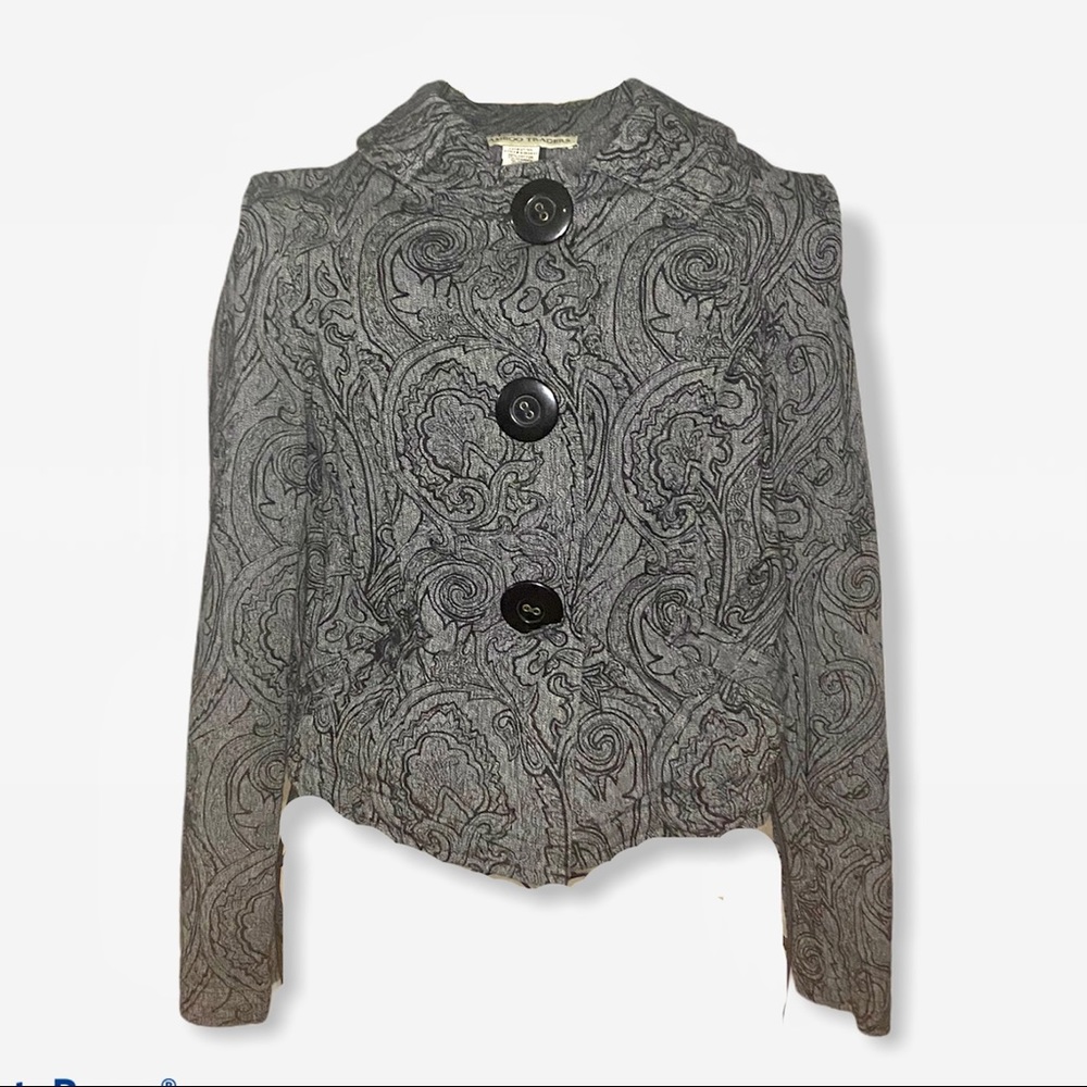 Bamboo Traders Gray/Black Embroidered Blazer